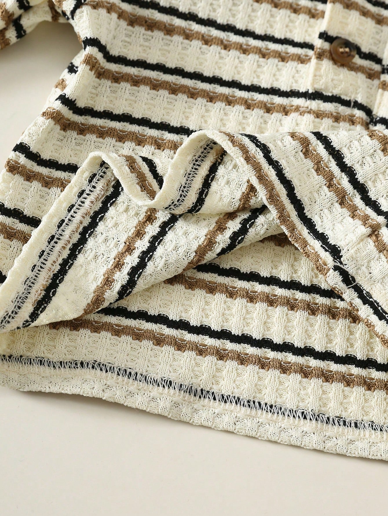 Baby Boy Striped Pattern Knitted Soft Crew Neck Long Sleeve Pullover Top And Elastic Waist Long Pants 2-Piece Set