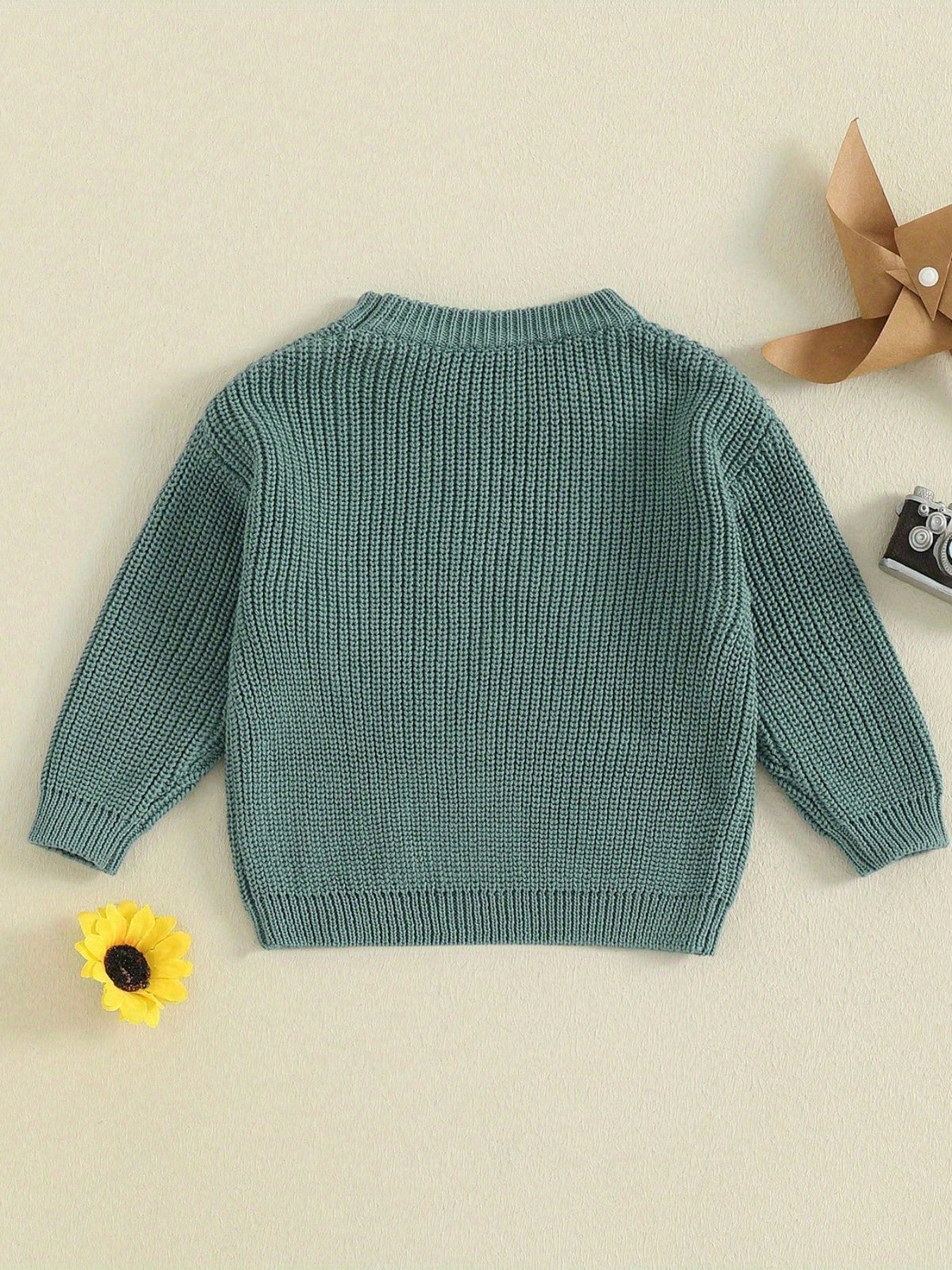 Baby Boy Sweater Long Sleeve Crew Neck Letter Embroidery Knit Tops Newborn Pullover