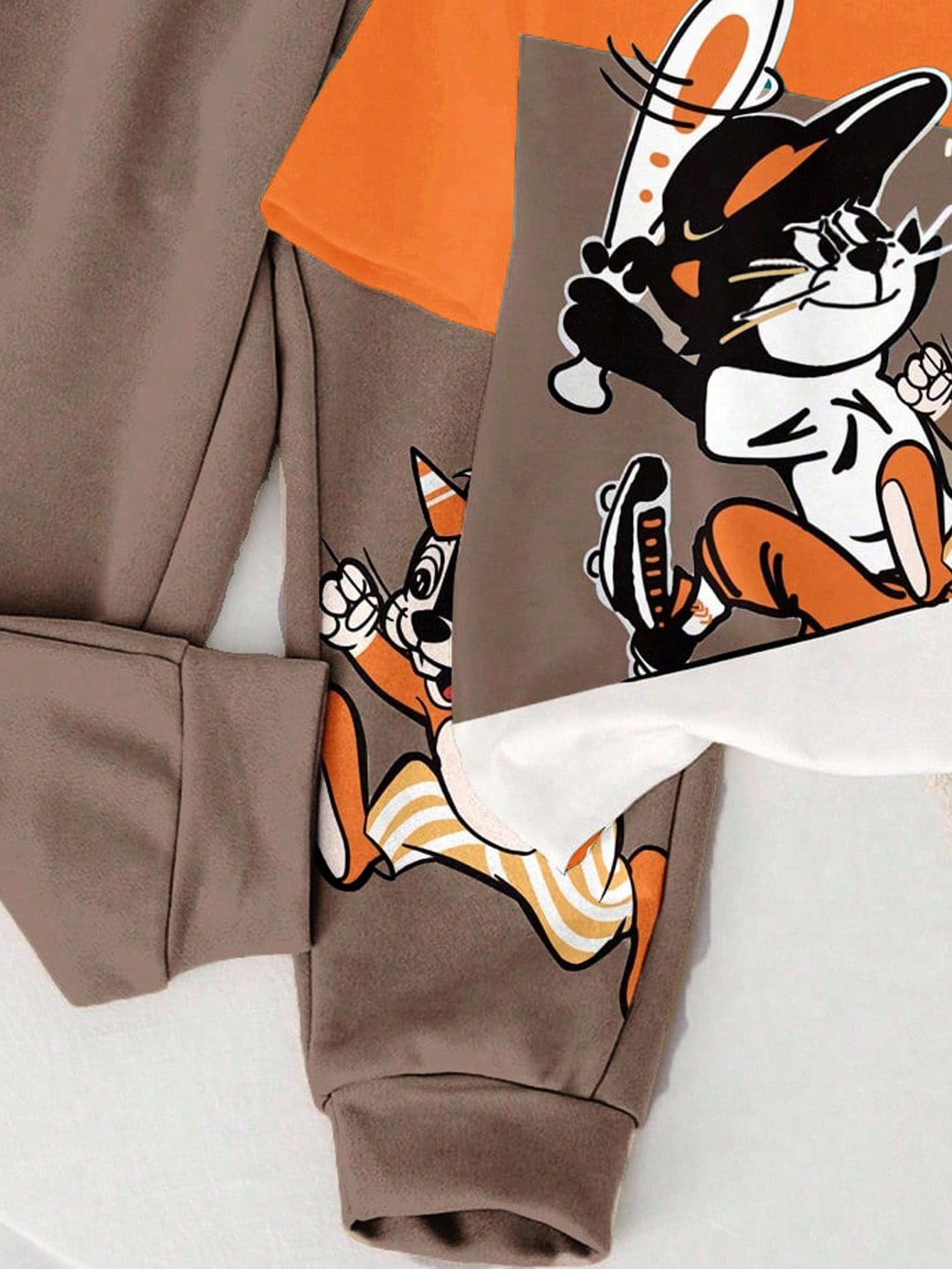 Baby Boys Casual Cartoon Animal Print Colorblock Cute Streetwear Style Sports Crew Neck Short Sleeve T-Shirt And Pants Set Fall