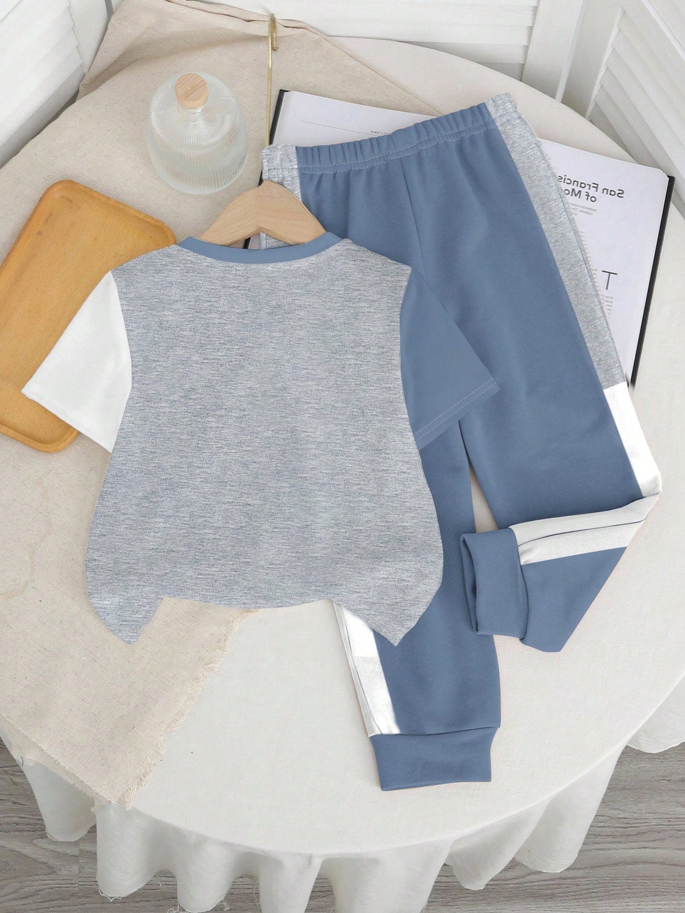 Baby Boys Casual Minimalist Round Neck Short Sleeve Pants Set, Classic Cool Colorblock Patchwork Graphic Print, Classic City Name New York Text Print