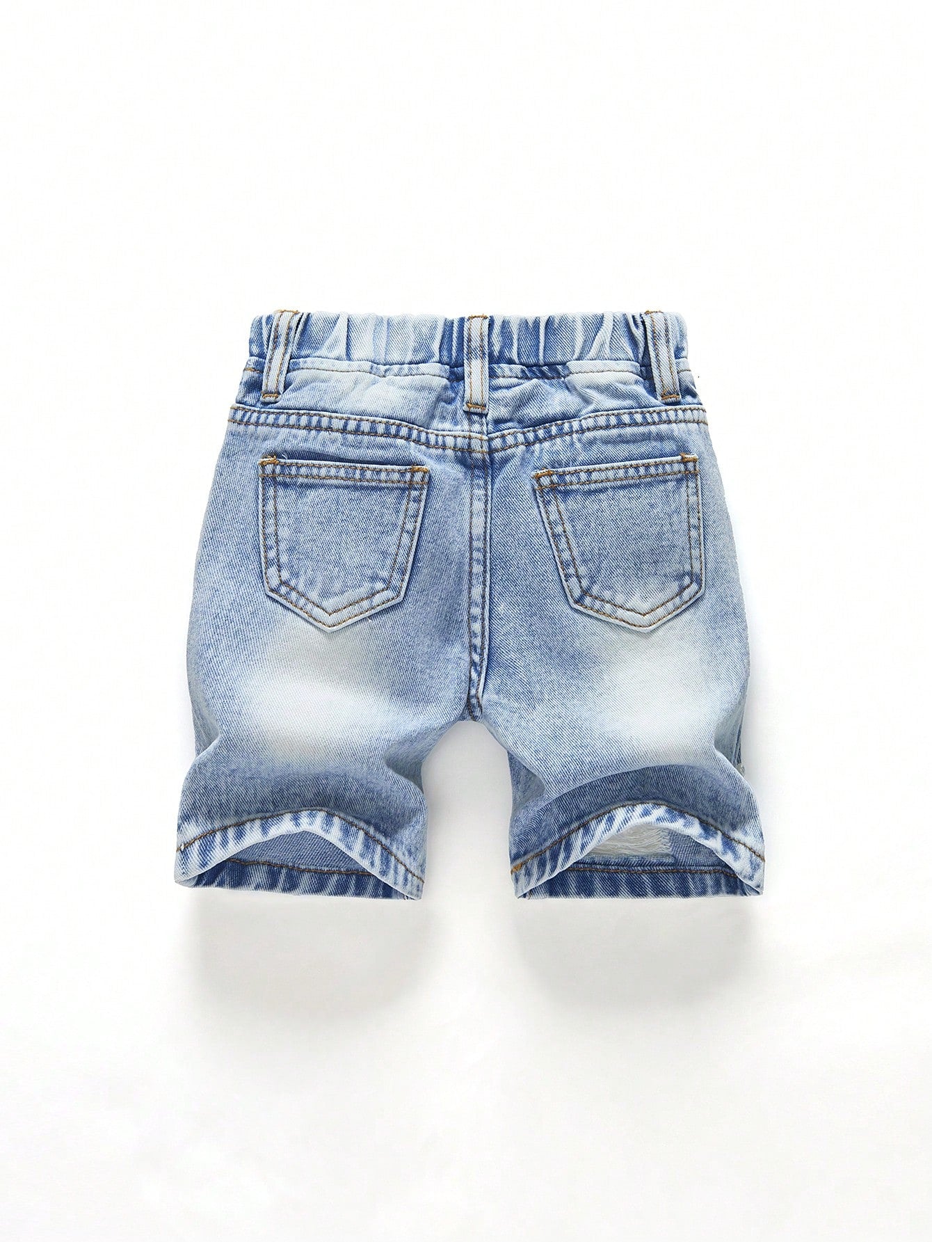 Baby Boys' Denim Shorts,Light Blue,Summer,Casual Soft Cotton Shorts With Star & Cross Embroidered,Elastic Waist Faux Chain,Collegiate Street Fashion