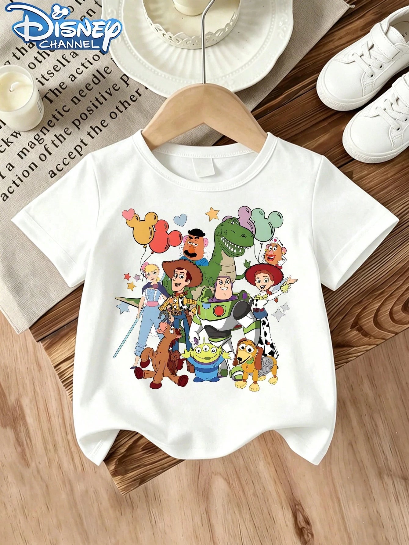 Baby Boys Disney Toy Story Cartoon 2 Piece Outfit, Short Sleeve Party Character Print Tee & Wide Leg Denim Jeans Toddler Summer Daily Matching Outfit