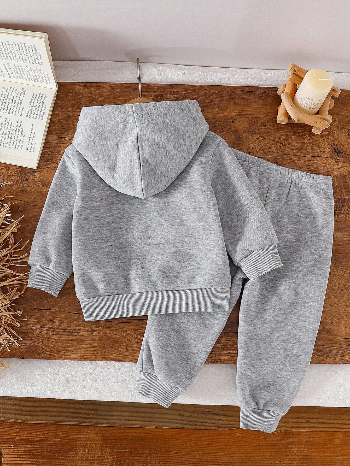Baby Boys Fall Black Grey White Wave Print Star Sweatsuit Half Zip Loose Long Sleeve Set Back To School Casual Sporty Outfits
