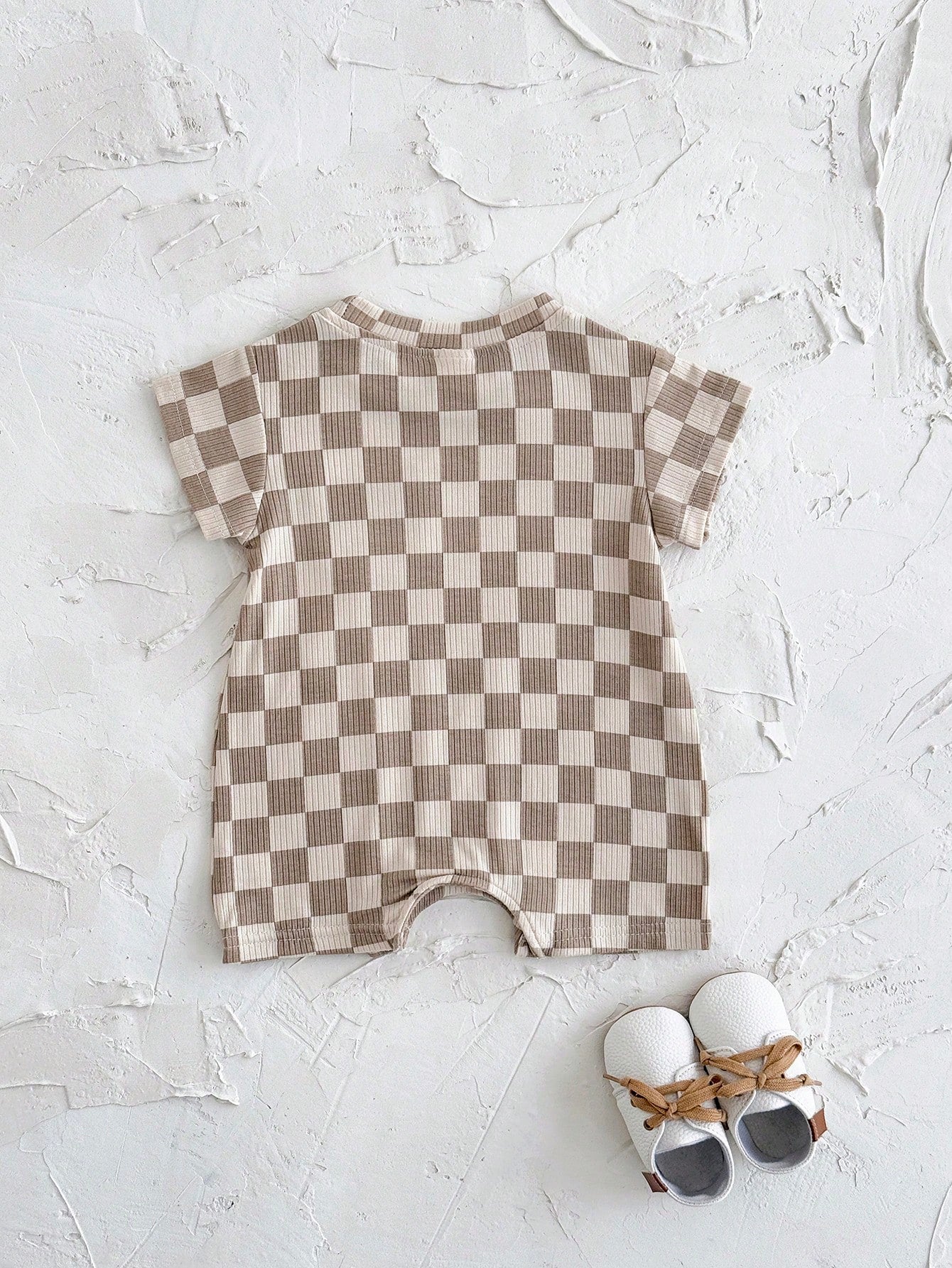 Baby Boys/Girls Checkerboard Casual Minimalist Short Sleeve Rompers, Summer