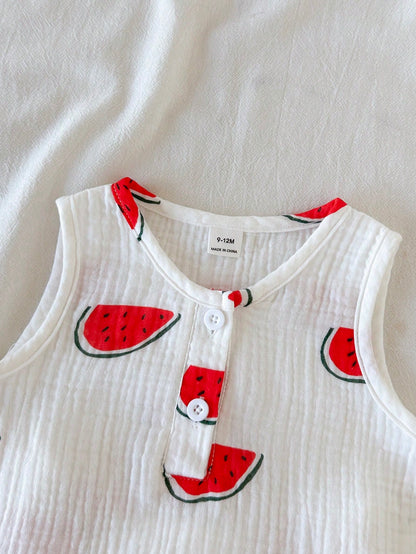 Baby Boys Summer White & Green Vibrant Playful Crocodile Print Sleeveless Tank Top & Shorts Set, Loose Comfortable Fit, Suitable For Daily Outings, School Activities, Family Gatherings, Outdoor