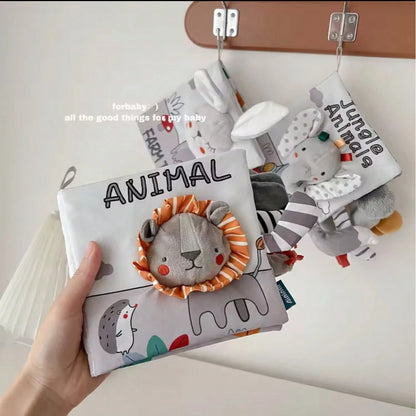 Baby Cloth Books Toys, Includes 0-3 Months Black & White Cloth Books And 3-12 Months Color Cloth Books With Crinkle Paper, Perfect Gift For Infants