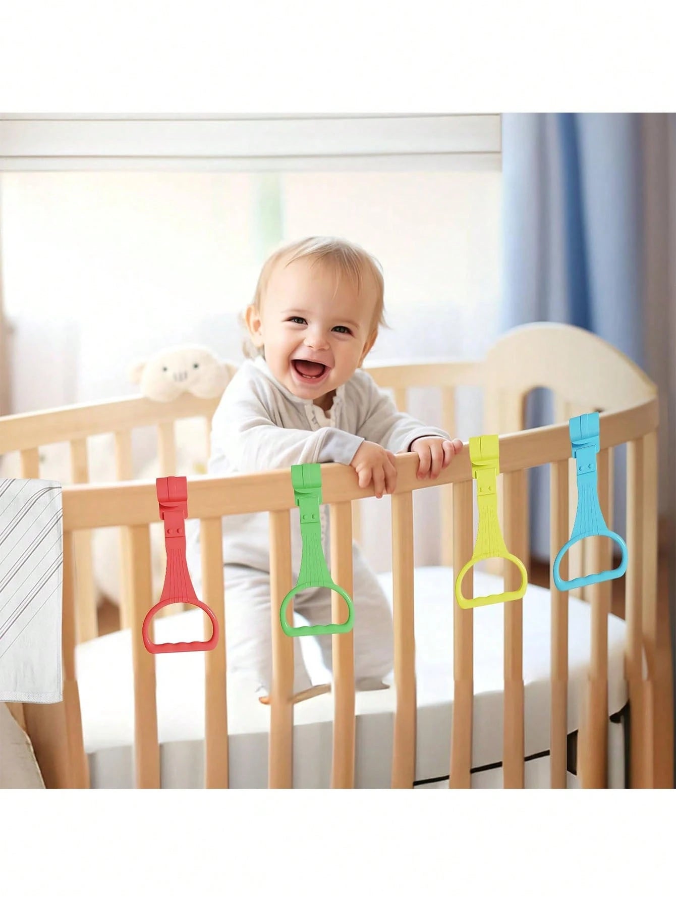 Baby Crib Pull-Up Ring, Toddler Boy And Girl Standing And Walking Handrails, Playpen Accessories, Baby Playpen Pull-Up Ring, Baby Walking Aid Ring, Baby Supplies, Baby Necessities, Baby Products, Baby