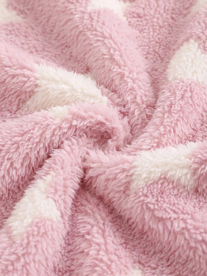 Baby Girl Bow Decor Fluffy Hooded Romper