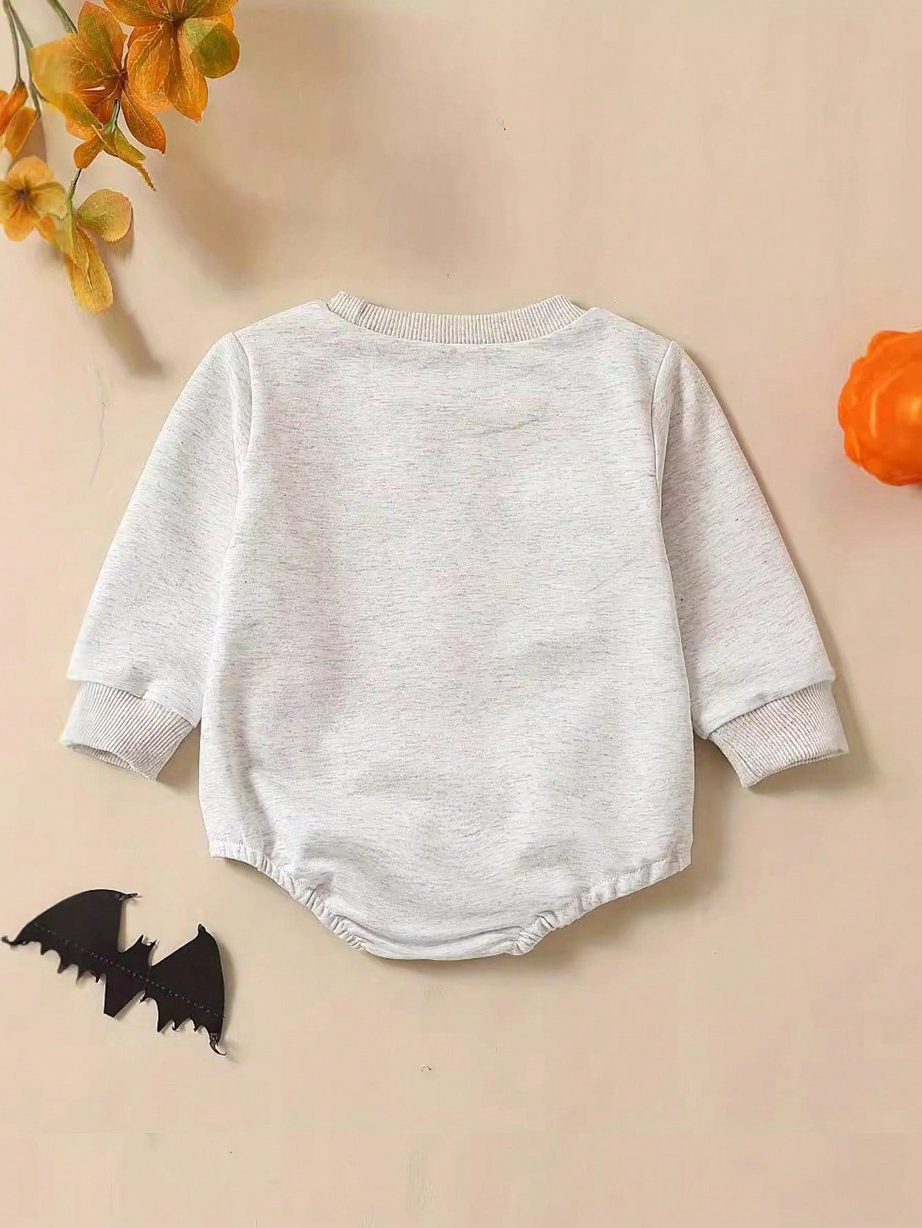 Baby Girl Casual Cute Pumpkin Embroidery Halloween Bodysuit, For Halloween Party