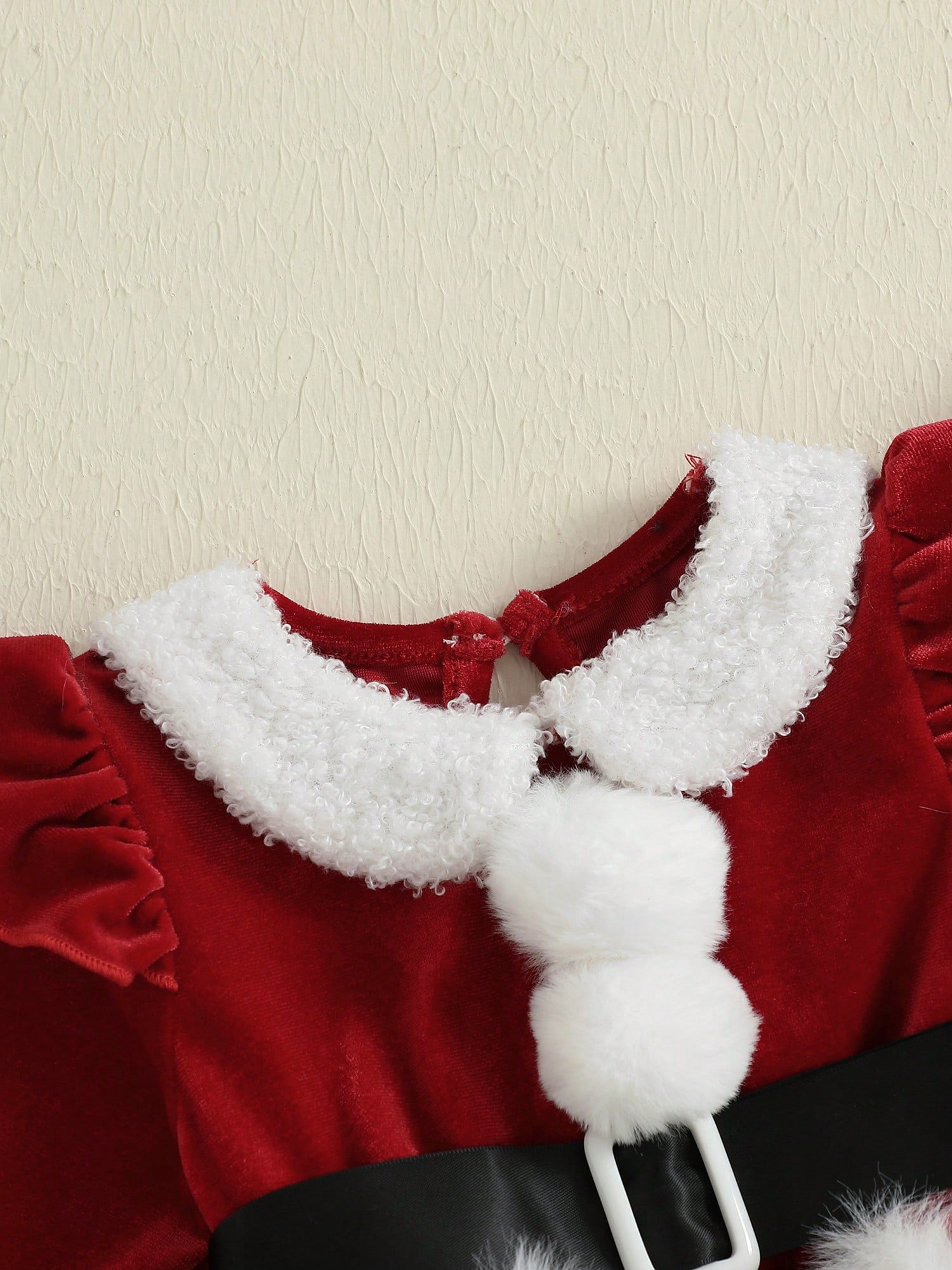 Baby Girl Christmas Outfit Romper Dress Plush Patchwork Long Sleeve Romper Jumpsuits And Cute Santa Hat Set For Toddler My First Christmas Baby Girl Outfit