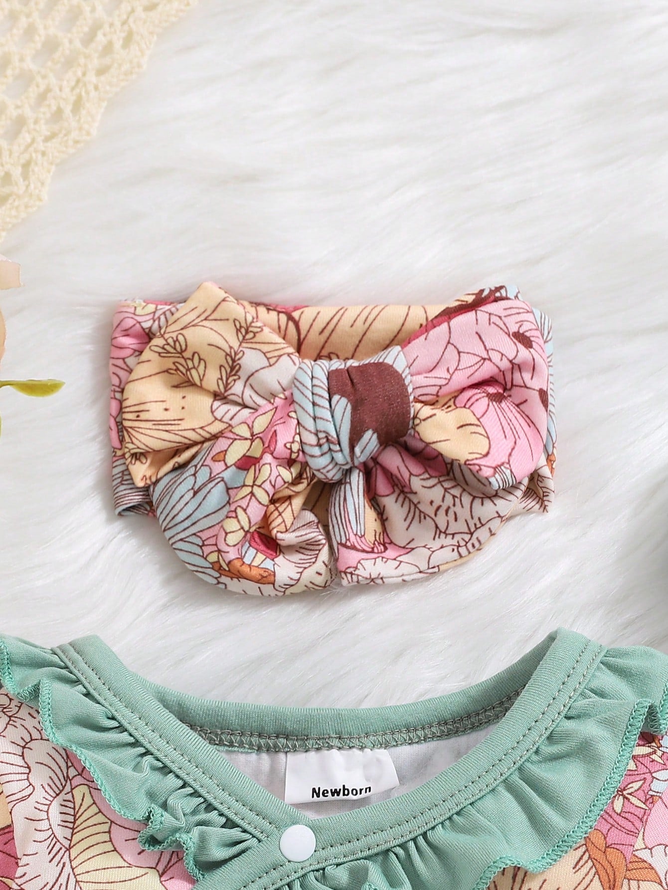 Baby Girl Floral Print Jumpsuit With Hat, Autumn/Winter
