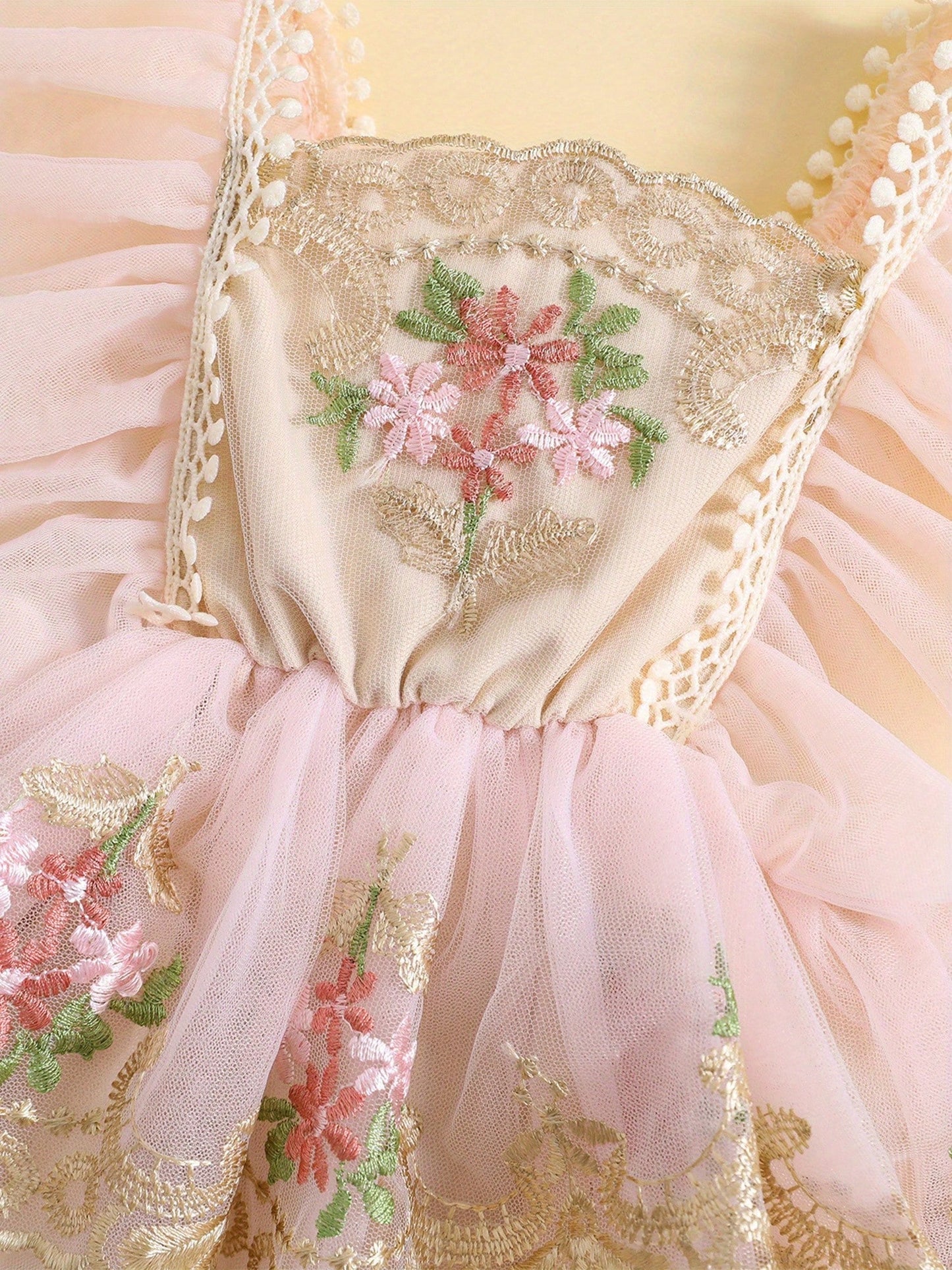 Baby Girl Floral Romper Tulle Lace Sleeveless Dress Flowers Embroidery Ruffle Bodysuit Headband Newborn Summer Dress