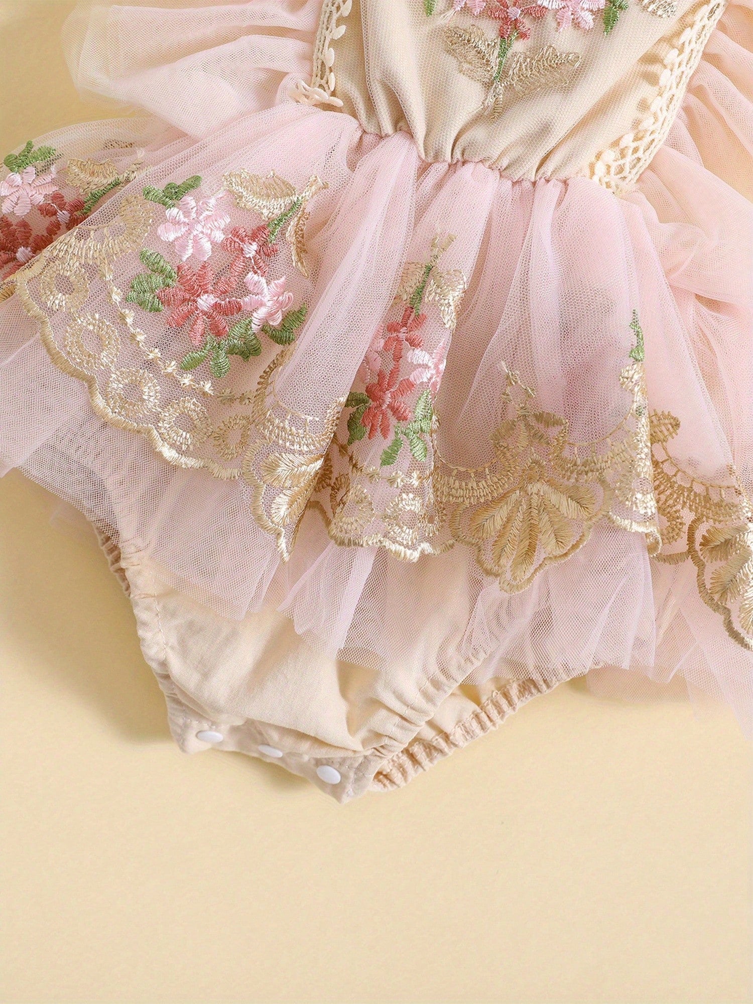 Baby Girl Floral Romper Tulle Lace Sleeveless Dress Flowers Embroidery Ruffle Bodysuit Headband Newborn Summer Dress