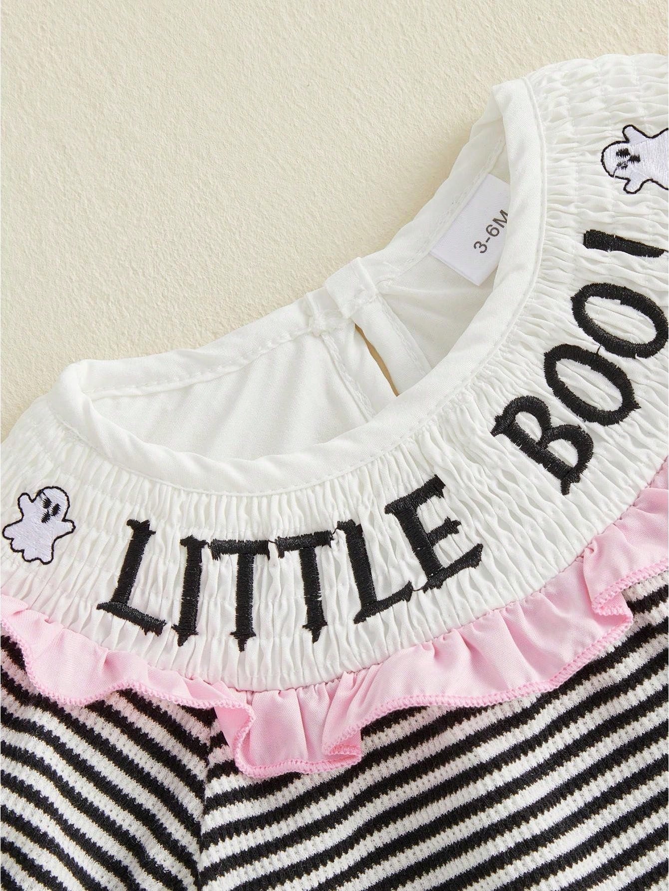 Baby Girl Football Outfit Smocked Bubble Romper Long Sleeve Cutest Football Fan Embroidery Striped Jumpsuit One Piece Fall Winter Clothes