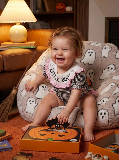 Baby Girl Football Outfit Smocked Bubble Romper Long Sleeve Cutest Football Fan Embroidery Striped Jumpsuit One Piece Fall Winter Clothes