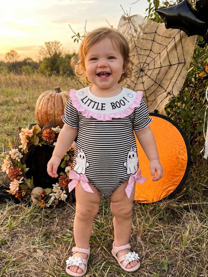 Baby Girl Football Outfit Smocked Bubble Romper Long Sleeve Cutest Football Fan Embroidery Striped Jumpsuit One Piece Fall Winter Clothes