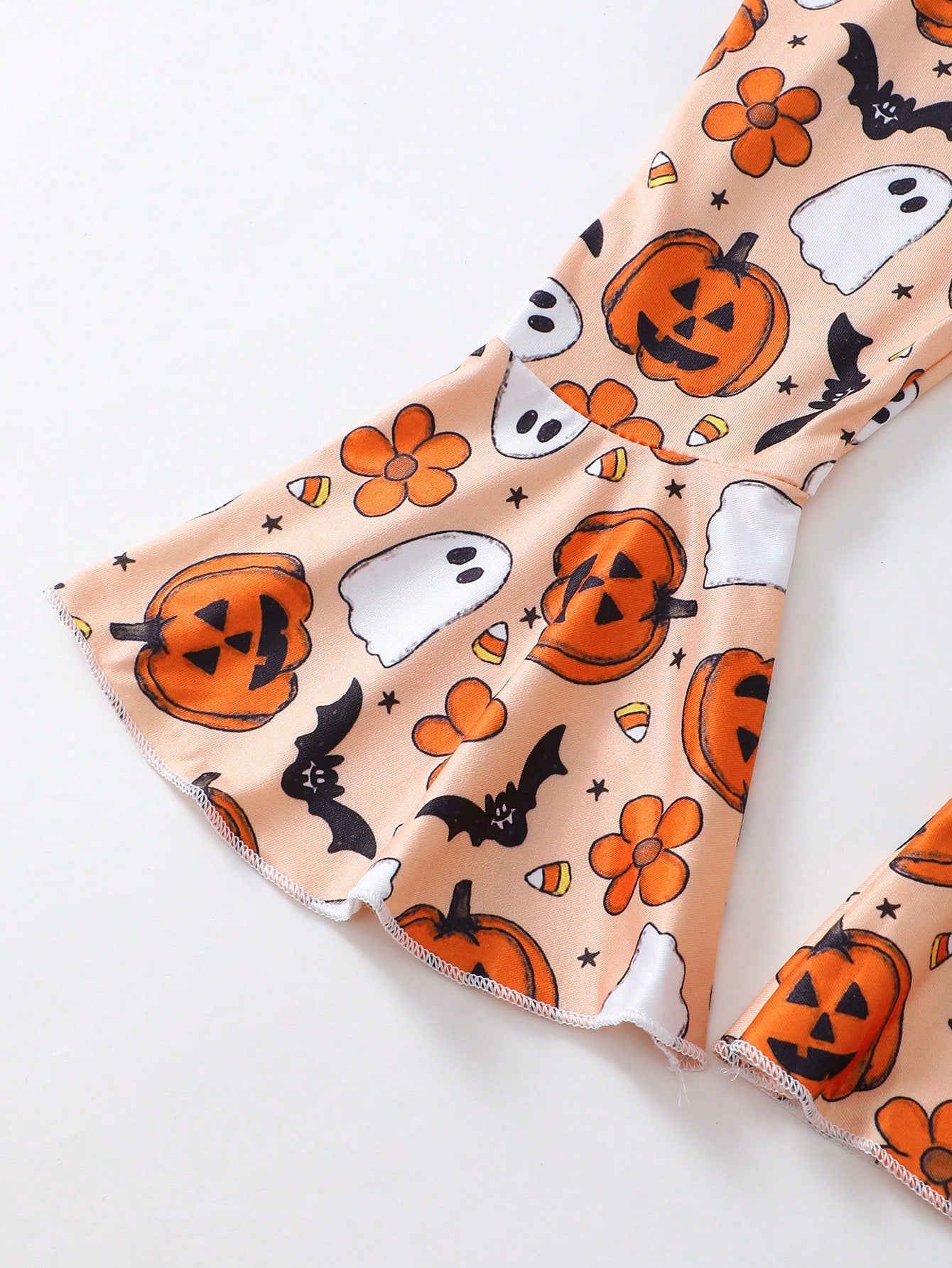 Baby Girl Halloween Funny Bow-Knot Pumpkin Print Orange Jumpsuit, Breathable & Comfortable Halloween Series