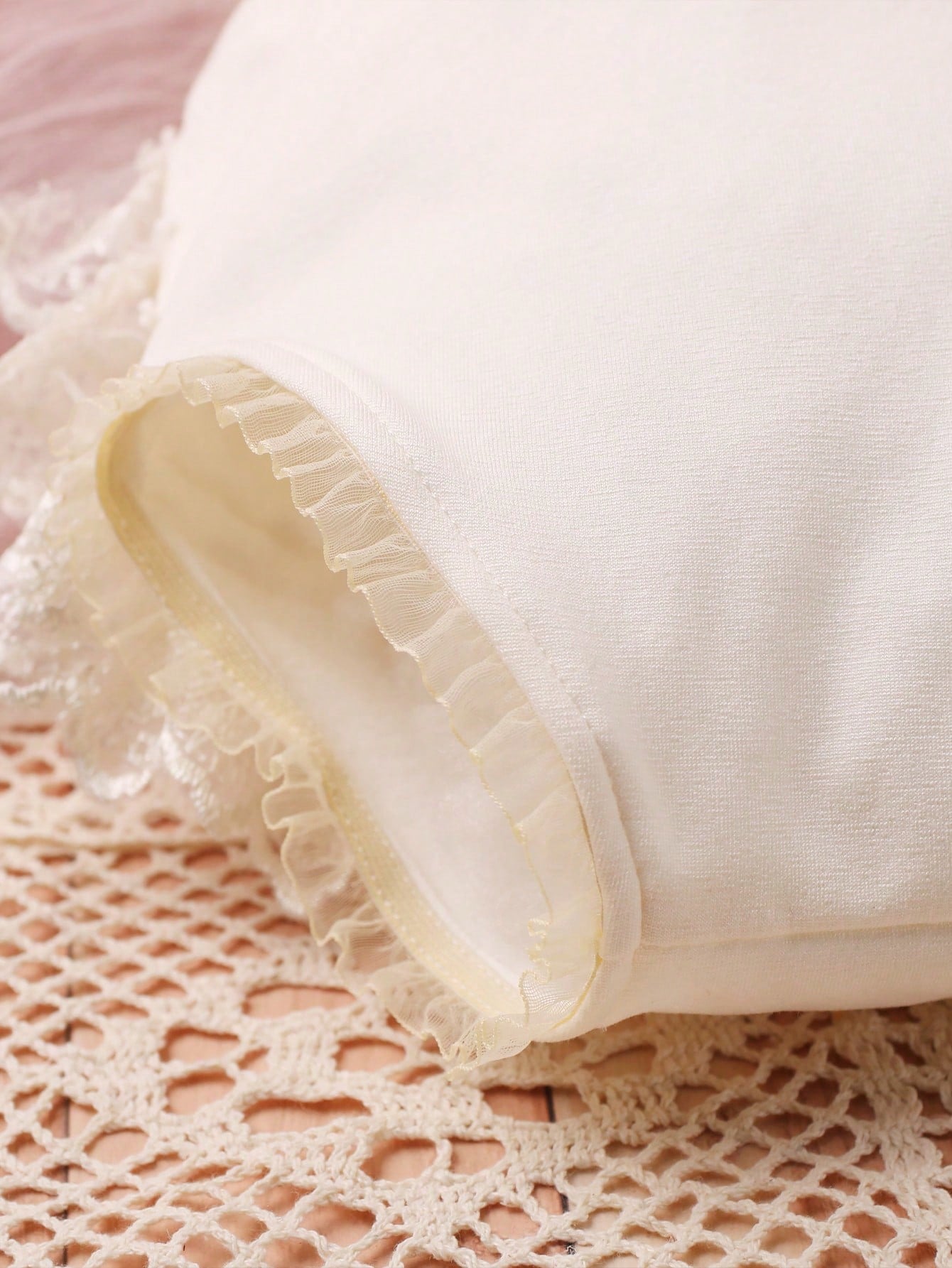 Baby Girl Newborn Contrast Lace Bow Back Bodysuit & Headband Photography Prop