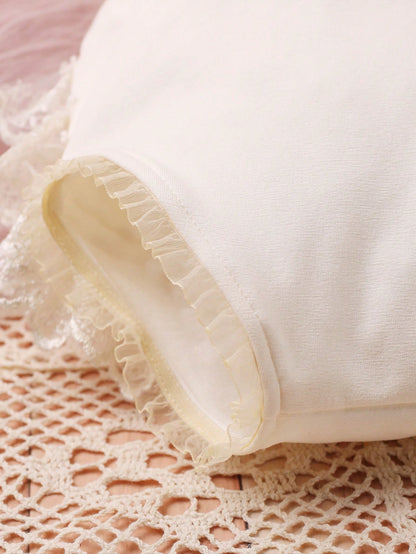 Baby Girl Newborn Contrast Lace Bow Back Bodysuit & Headband Photography Prop