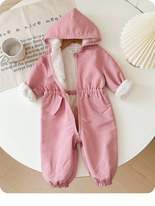 Baby Girl Outdoor Cargo Thermal Lined Hooded Jumpsuit, Autumn/Winter
