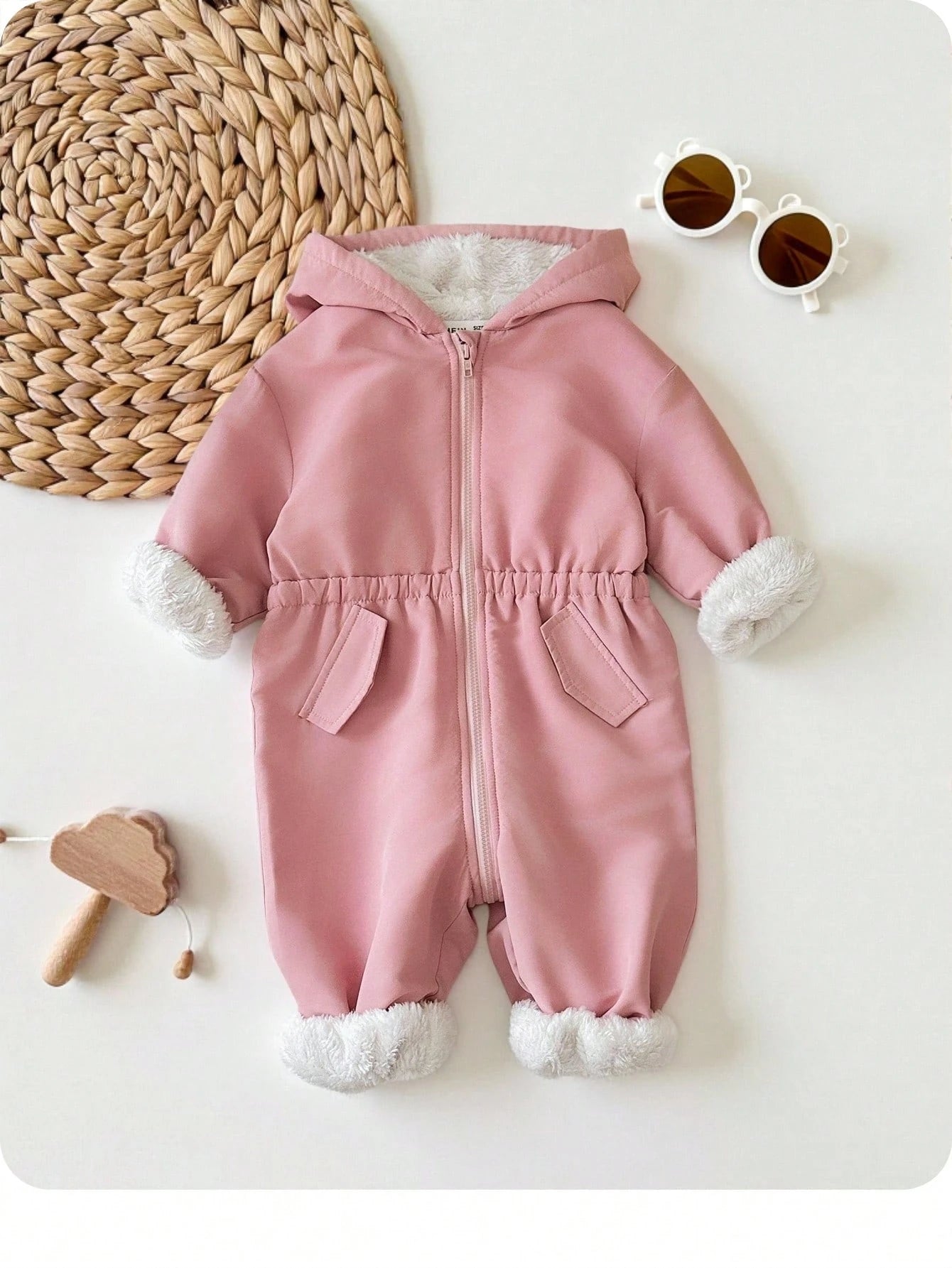 Baby Girl Outdoor Cargo Thermal Lined Hooded Jumpsuit, Autumn/Winter