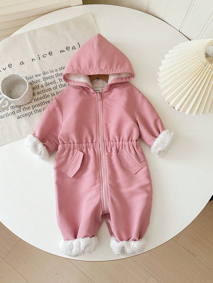 Baby Girl Outdoor Cargo Thermal Lined Hooded Jumpsuit, Autumn/Winter