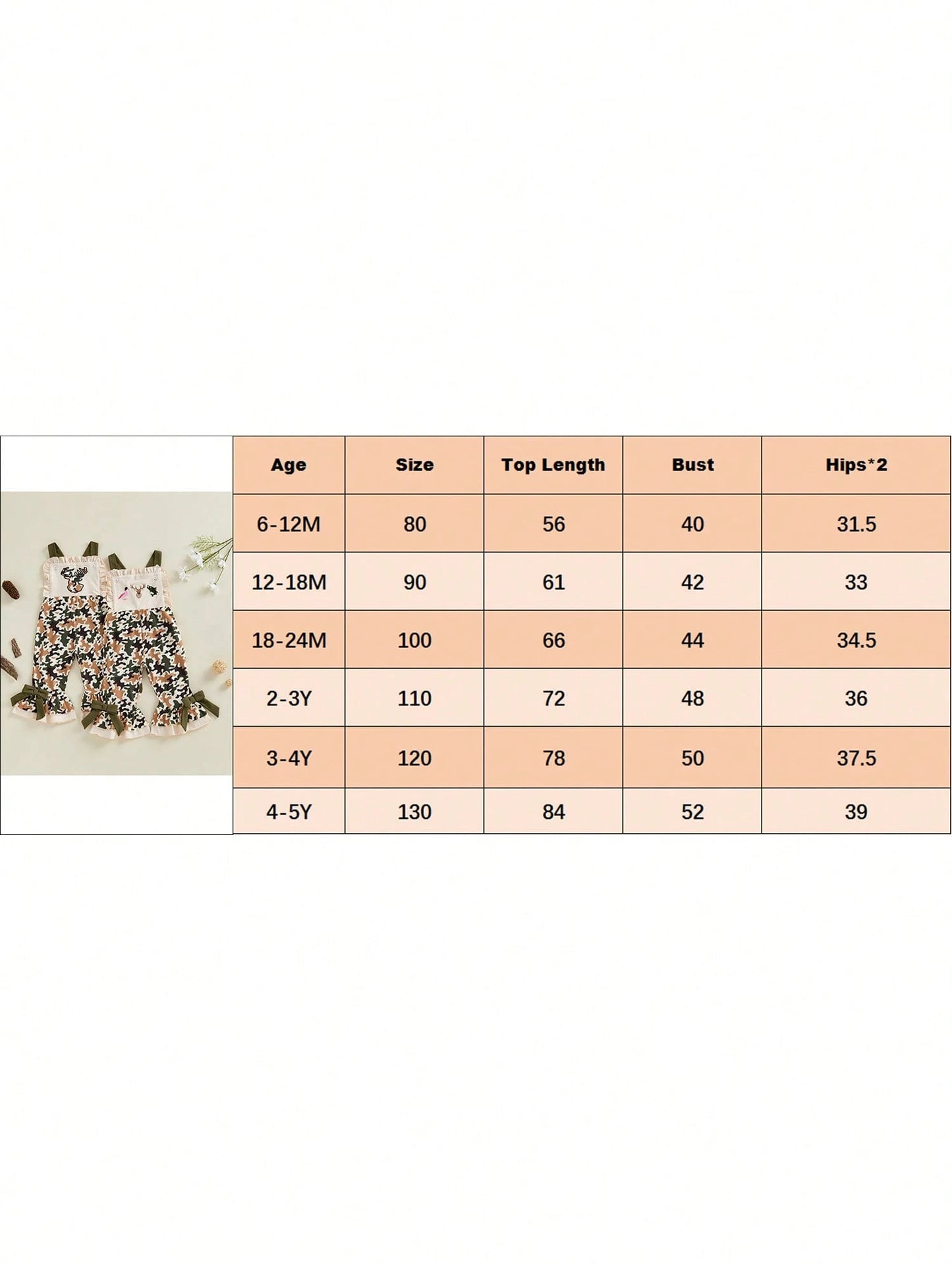 Baby Girls Jumpsuit Sleeveless Elastic Waistband Camouflage Print Romper Toddler Bell Bottoms
