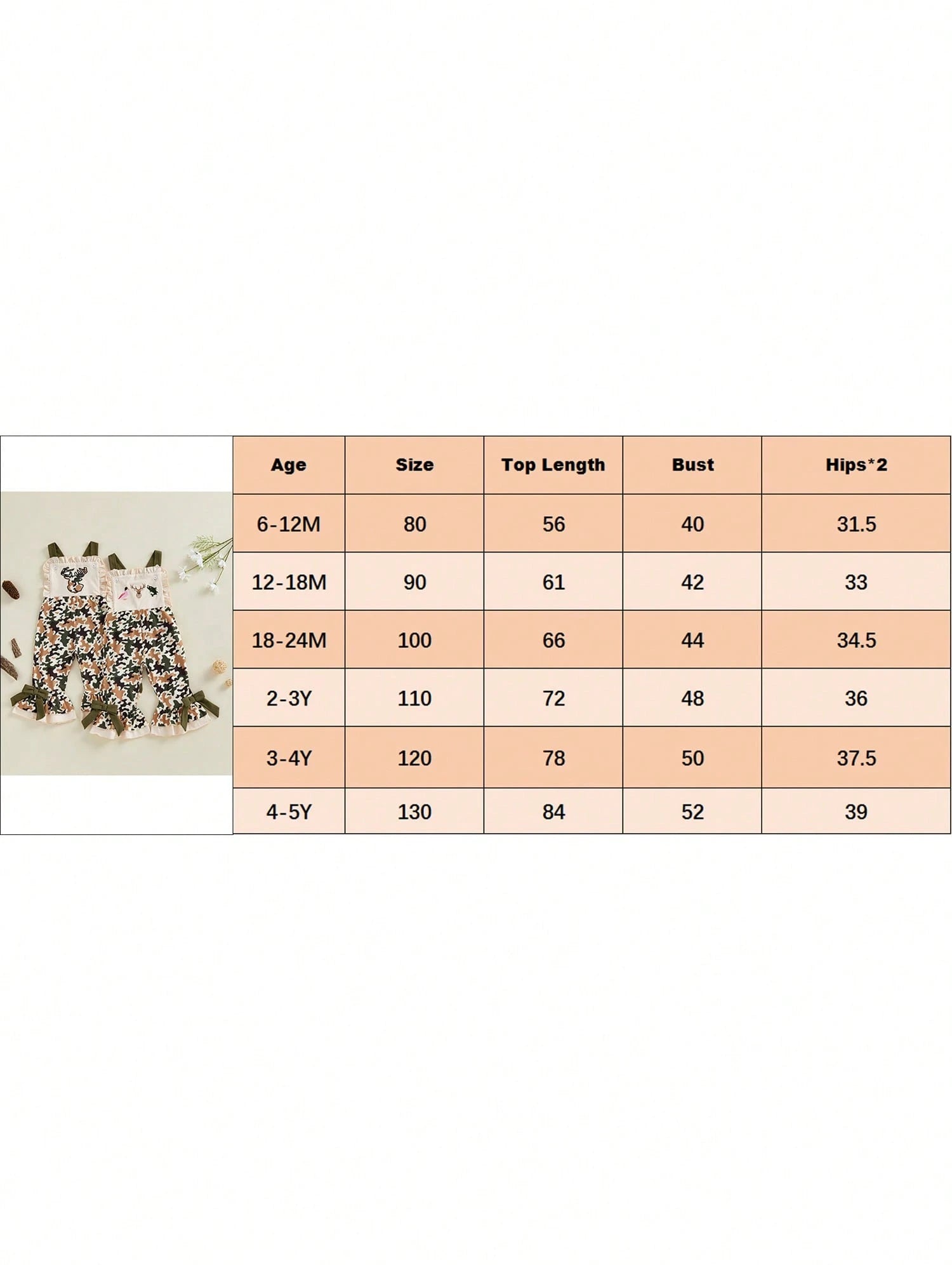 Baby Girls Jumpsuit Sleeveless Elastic Waistband Camouflage Print Romper Toddler Bell Bottoms