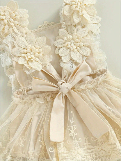 Baby Girls Romper, Summer Sleeveless Square Neck Floral Lace Casual Party Street Bodysuit Tops + Head Band