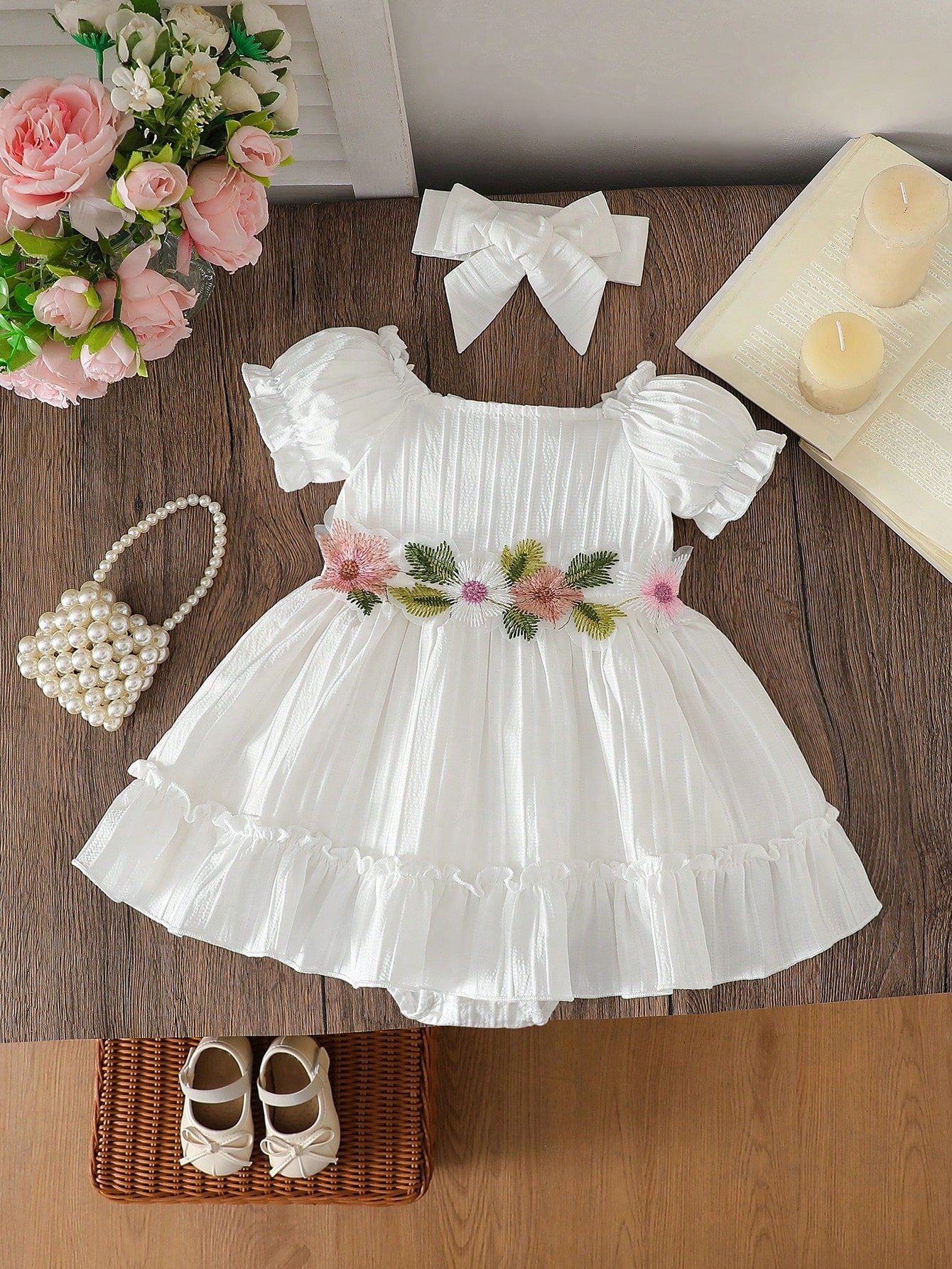 Baby Girls' Summer Casual Floral Embroidery Dress