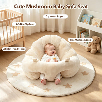 Baby Gym Playmat,Tummy Time Mat,Sit &Play Activity Mat With 6 Detachable Toys,Washable Baby Mat & Toys,Baby Gift For 0-18 Months,Beige