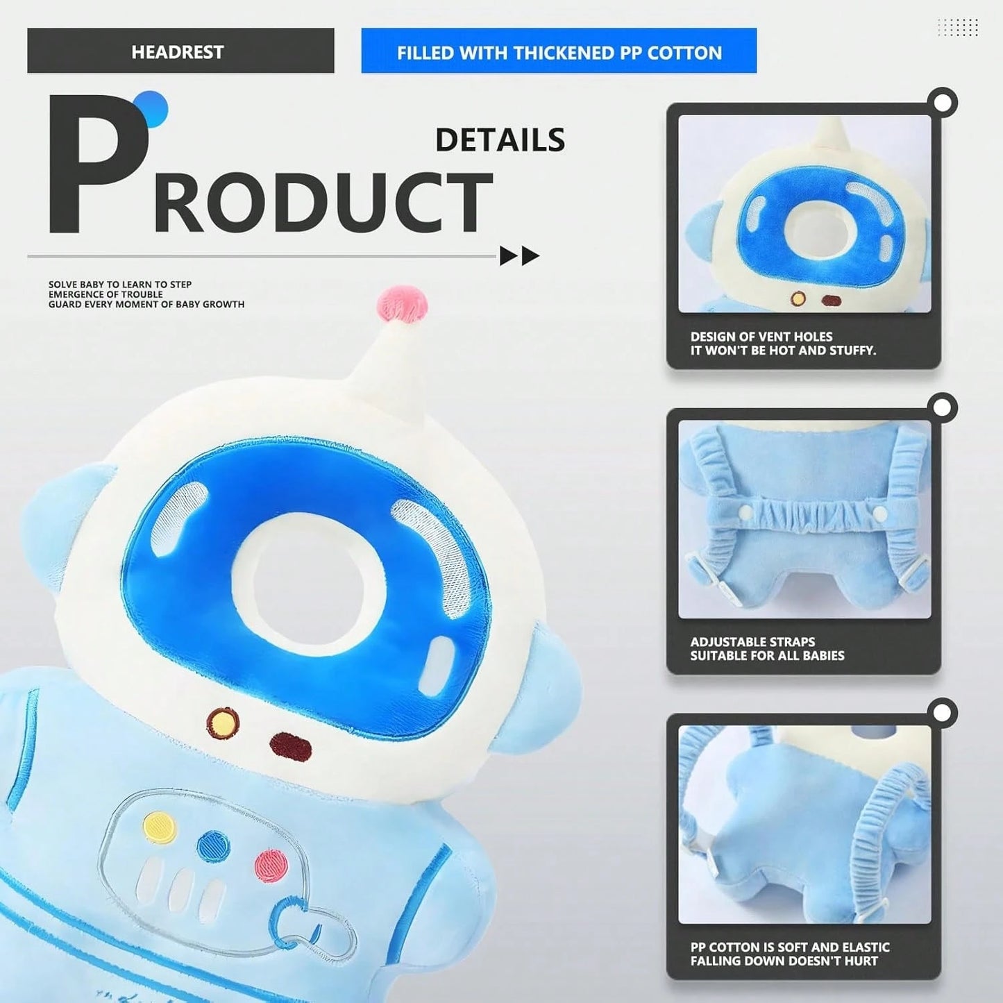Baby Head Protector Pad Safety Pad For Walking & Crawling,Toddlers Head Safety Adjustable Back-Pack