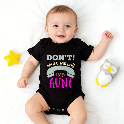 Baby Infants All-Match Don't Make Me Call My Aunt Print Crew Neck Short Sleeve Bodysuit| Soft Comfortable Cotton Fabric Versatile Matching Easy Match Fashionable New Born, Baby Shower Gift