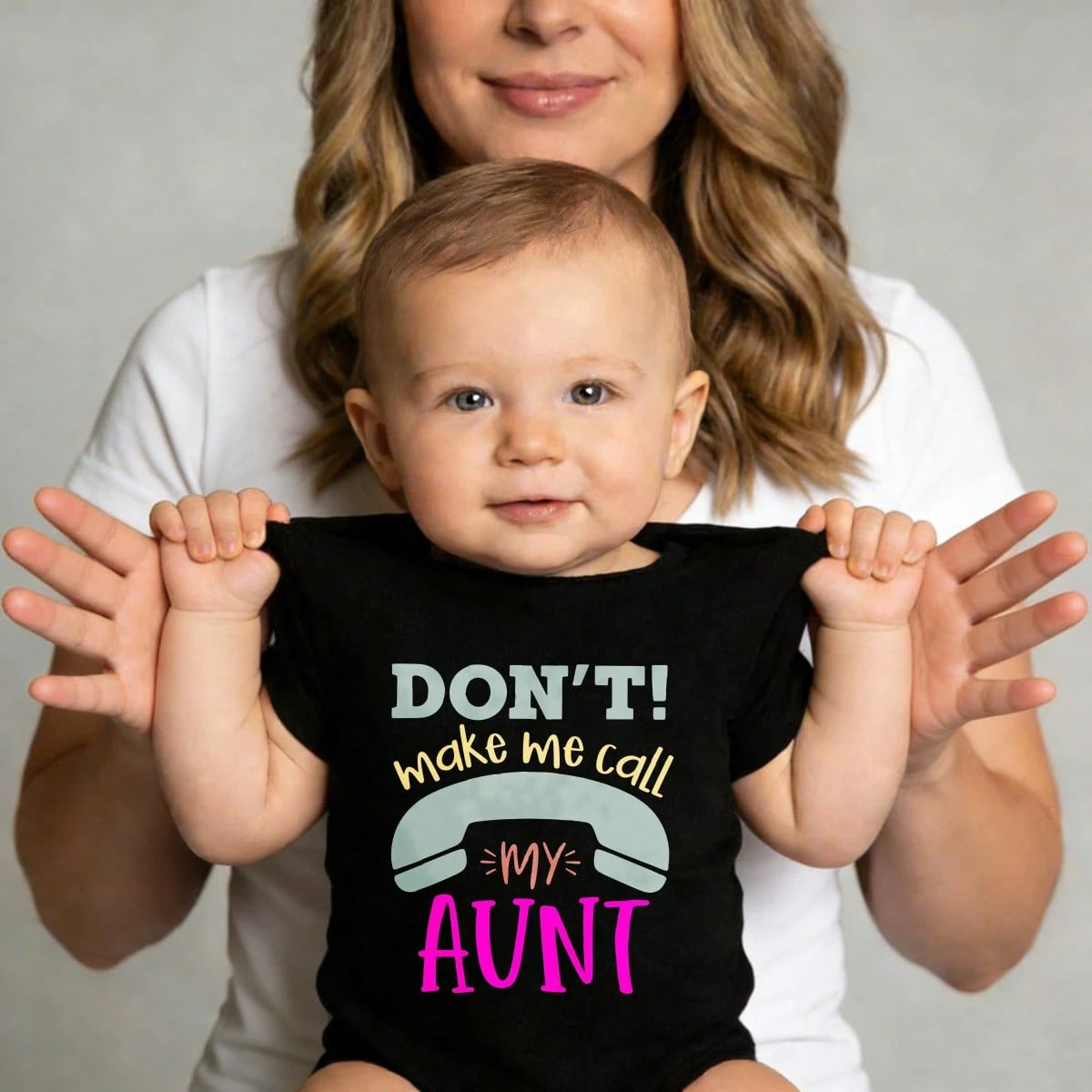 Baby Infants All-Match Don't Make Me Call My Aunt Print Crew Neck Short Sleeve Bodysuit| Soft Comfortable Cotton Fabric Versatile Matching Easy Match Fashionable New Born, Baby Shower Gift