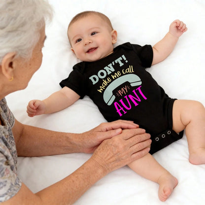Baby Infants All-Match Don't Make Me Call My Aunt Print Crew Neck Short Sleeve Bodysuit| Soft Comfortable Cotton Fabric Versatile Matching Easy Match Fashionable New Born, Baby Shower Gift