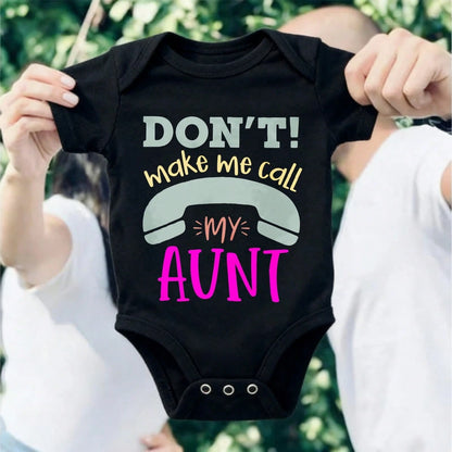 Baby Infants All-Match Don't Make Me Call My Aunt Print Crew Neck Short Sleeve Bodysuit| Soft Comfortable Cotton Fabric Versatile Matching Easy Match Fashionable New Born, Baby Shower Gift