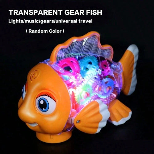 Baby Musical Fish Toys With Colorful Gear And Lights, Pleasant Music, Automatic Obstacle Avoidance, Birthday, Christmas, Halloween, Best Holiday Gift For Children (Batteries Not Included)