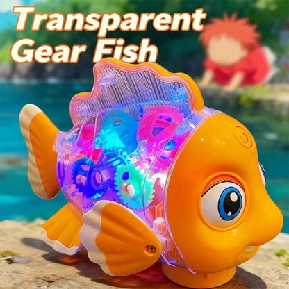 Baby Musical Fish Toys With Colorful Gear And Lights, Pleasant Music, Automatic Obstacle Avoidance, Birthday, Christmas, Halloween, Best Holiday Gift For Children (Batteries Not Included)
