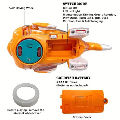 Baby Musical Fish Toys With Colorful Gear And Lights, Pleasant Music, Automatic Obstacle Avoidance, Birthday, Christmas, Halloween, Best Holiday Gift For Children (Batteries Not Included)