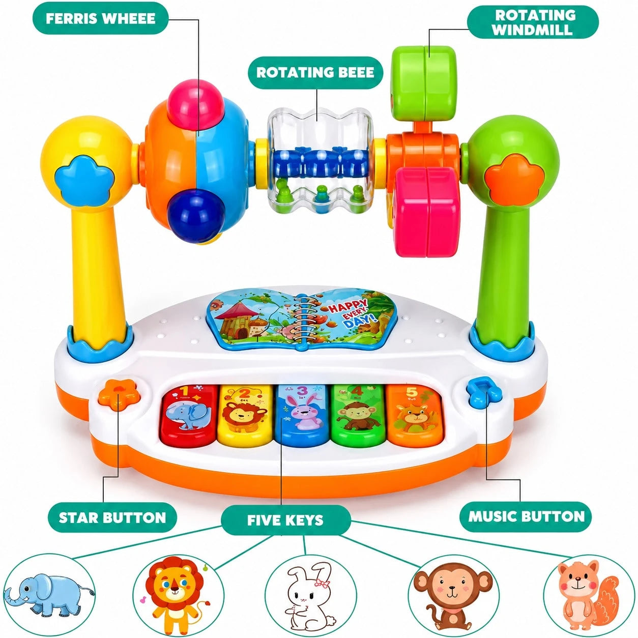 Baby Piano Toy With Lights And Music, Educational Musical Piano Toy For Infants, Gift For Boys And Girls