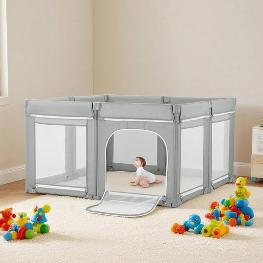 Baby Playpen, 78.7″ X 70.1″ Extra Large Toddlers Playpen, Foldable Baby Fence Play Yard With Zippered Door & Soft Breathable Mesh, Indoor Outdoor Safety Activity Center- Great Gift For Toddlers