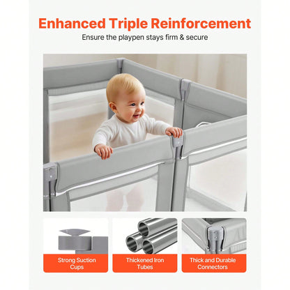 Baby Playpen, 78.7″ X 70.1″ Extra Large Toddlers Playpen, Foldable Baby Fence Play Yard With Zippered Door & Soft Breathable Mesh, Indoor Outdoor Safety Activity Center- Great Gift For Toddlers