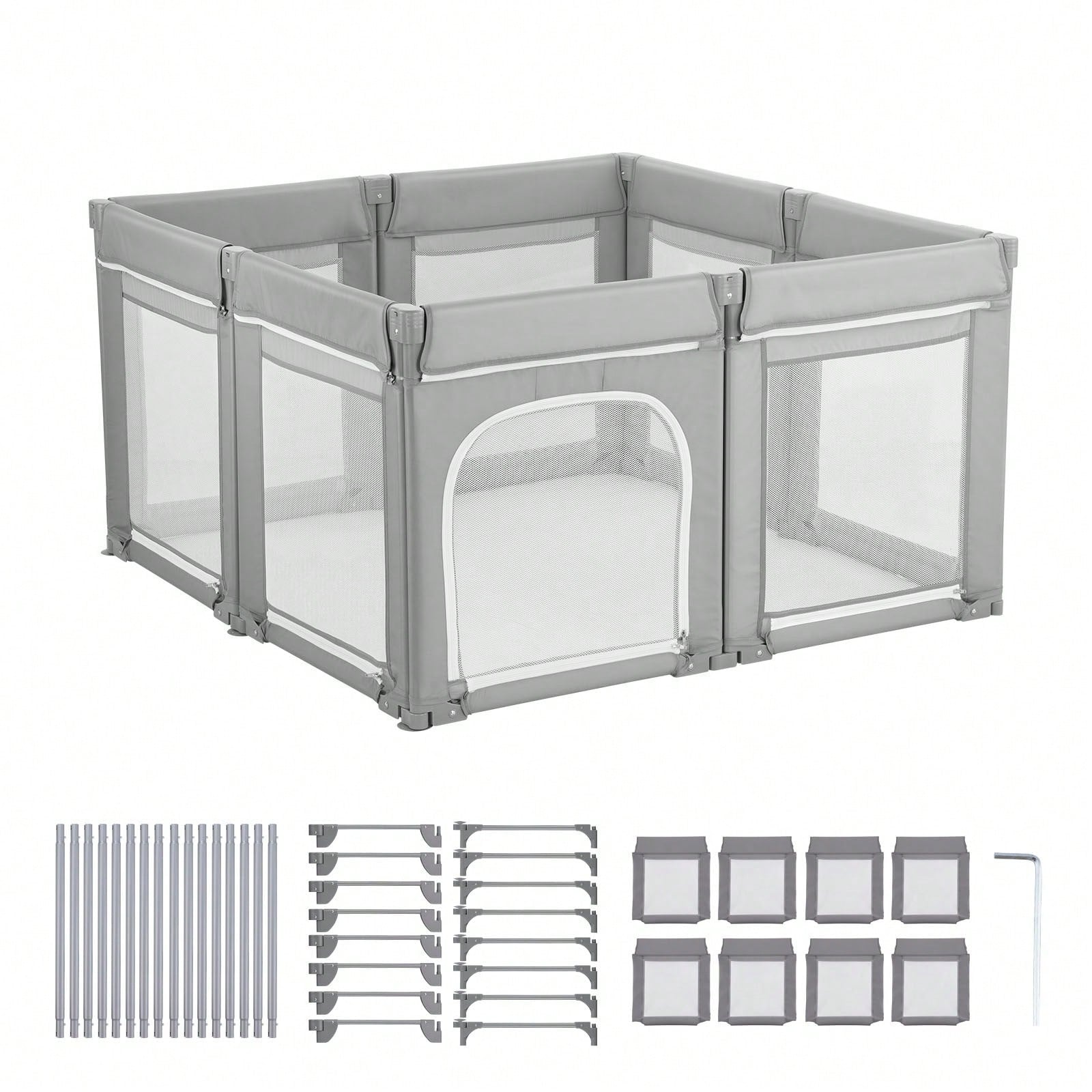 Baby Playpen, 78.7″ X 70.1″ Extra Large Toddlers Playpen, Foldable Baby Fence Play Yard With Zippered Door & Soft Breathable Mesh, Indoor Outdoor Safety Activity Center- Great Gift For Toddlers