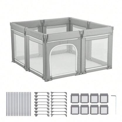 Baby Playpen, 78.7″ X 70.1″ Extra Large Toddlers Playpen, Foldable Baby Fence Play Yard With Zippered Door & Soft Breathable Mesh, Indoor Outdoor Safety Activity Center- Great Gift For Toddlers