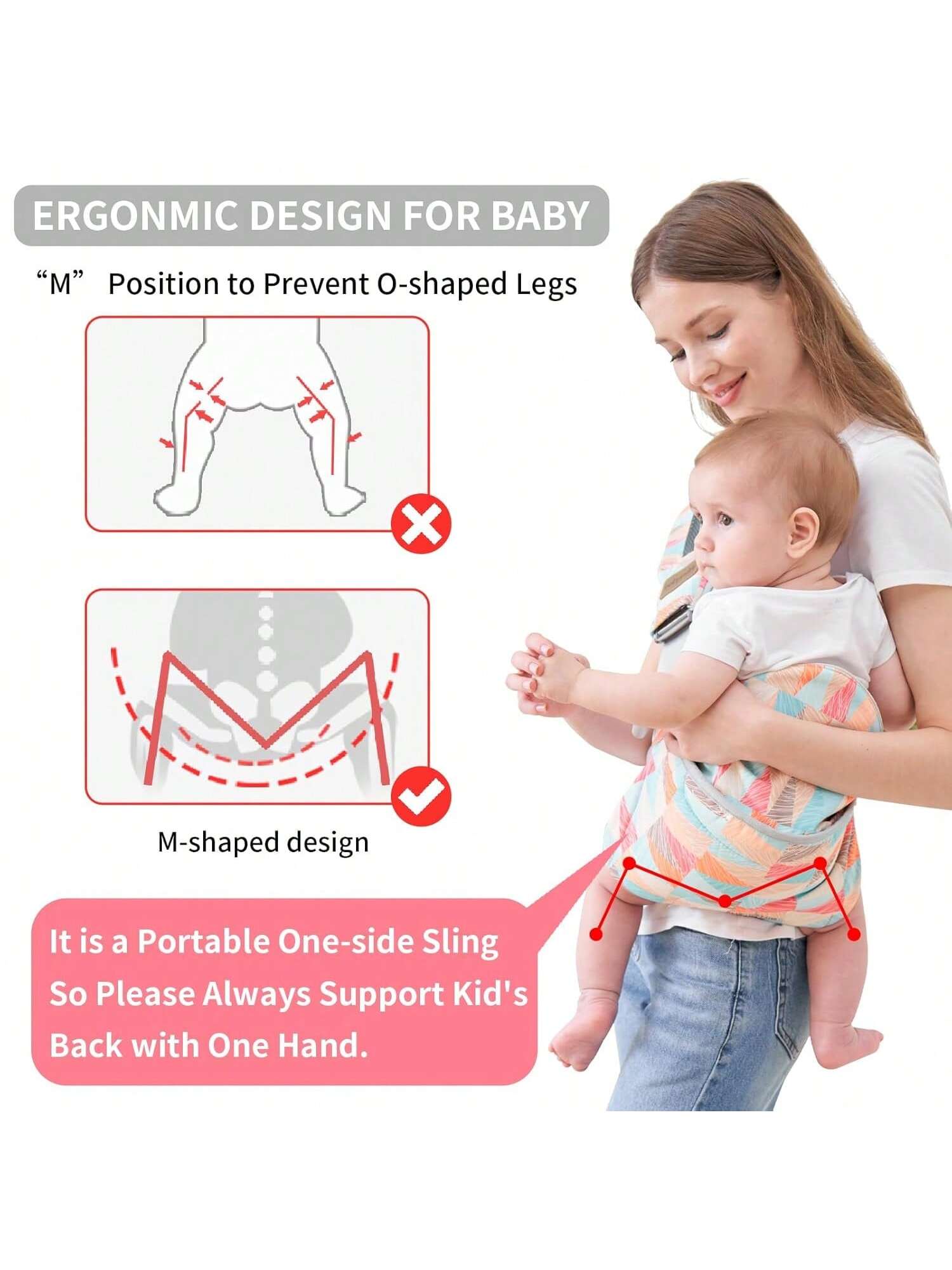 Baby Sling Carrier, Child Compact Hipseat One-Shoulder Carrier Portable Lightweight Baby Carrier Sling Hip Newborn To Toddler For Infants Carrying Up To 35 Lbs