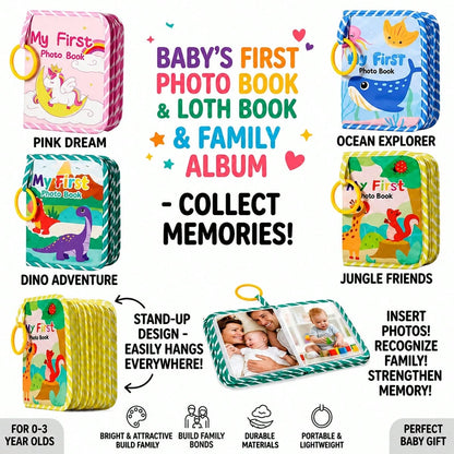 Baby Soft Fabric Photo Album, Built-In Mirror With Detachable Hanging Ring, Suitable For Multiple Photo Sizes, Baby Gift Keepsake