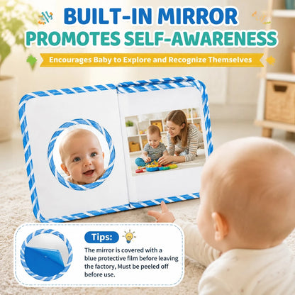 Baby Soft Fabric Photo Album, Built-In Mirror With Detachable Hanging Ring, Suitable For Multiple Photo Sizes, Baby Gift Keepsake