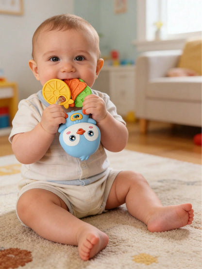 Baby Teething Rattle Toy, An Early Education Toy To Help Develop Hand-Eye Coordination, Featuring Cute Cartoon Designs Of Lion, Elephant And Octopus, Suitable As A Gift For Newborn Boys And Girls