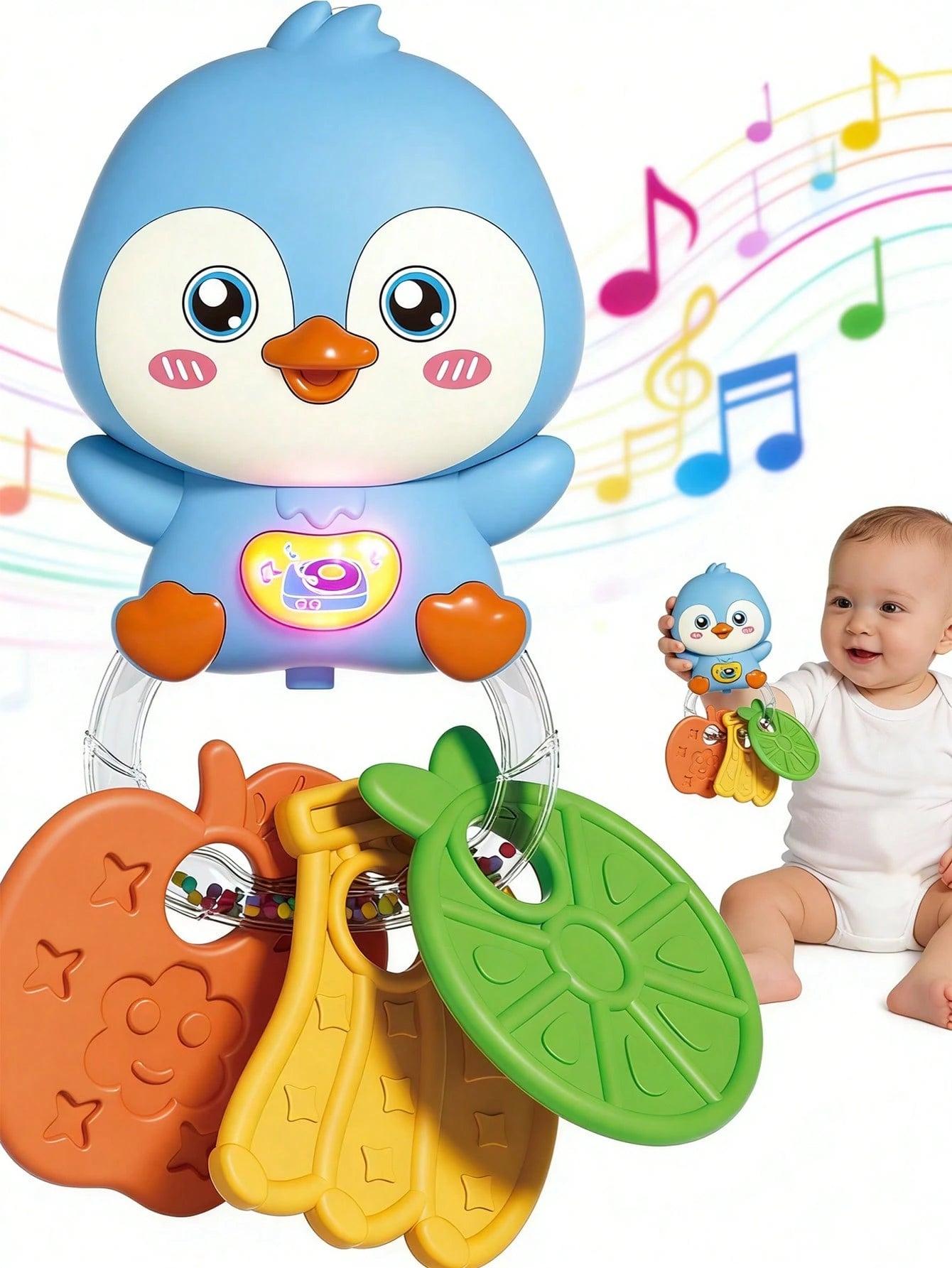 Baby Teething Rattle Toy, An Early Education Toy To Help Develop Hand-Eye Coordination, Featuring Cute Cartoon Designs Of Lion, Elephant And Octopus, Suitable As A Gift For Newborn Boys And Girls