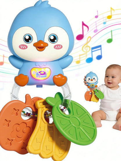 Baby Teething Rattle Toy, An Early Education Toy To Help Develop Hand-Eye Coordination, Featuring Cute Cartoon Designs Of Lion, Elephant And Octopus, Suitable As A Gift For Newborn Boys And Girls